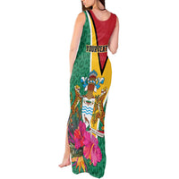 Personalized Guyana Tank Maxi Dress Jaguar Tropical Flowers - Wonder Print Shop