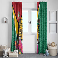 Guyana Window Curtain Jaguar Tropical Flowers - Wonder Print Shop