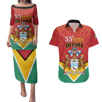 Personalized Guyana 55th Republic Anniversary Couples Matching Puletasi and Hawaiian Shirt Flag Style