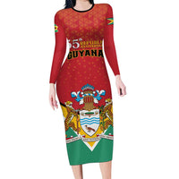 Personalized Guyana 55th Republic Anniversary Family Matching Long Sleeve Bodycon Dress and Hawaiian Shirt Flag Style