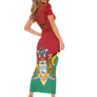 Personalized Guyana 55th Republic Anniversary Family Matching Short Sleeve Bodycon Dress and Hawaiian Shirt Flag Style
