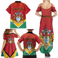 Personalized Guyana 55th Republic Anniversary Family Matching Summer Maxi Dress and Hawaiian Shirt Flag Style