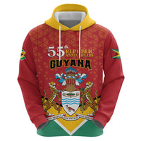 Personalized Guyana 55th Republic Anniversary Hoodie Flag Style