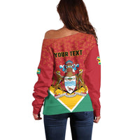Personalized Guyana 55th Republic Anniversary Off Shoulder Sweater Flag Style