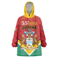 Personalized Guyana 55th Republic Anniversary Wearable Blanket Hoodie Flag Style - Wonder Print Shop