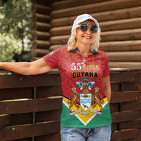 Personalized Guyana 55th Republic Anniversary Women Polo Shirt Flag Style - Wonder Print Shop