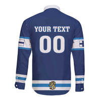 Custom Hockey 2026 Finland Long Sleeve Button Shirt Finnish Leijonat Champions - Wonder Print Shop