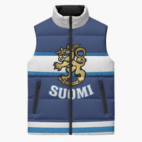 Custom Hockey 2026 Finland Sleeveless Puffer Jacket Finnish Leijonat Champions - Wonder Print Shop
