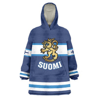 Custom Hockey 2026 Finland Wearable Blanket Hoodie Finnish Leijonat Champions - Wonder Print Shop