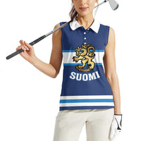 Custom Hockey 2026 Finland Women Sleeveless Polo Shirt Finnish Leijonat Champions - Wonder Print Shop