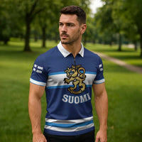 Custom Hockey 2026 Finland Zipper Polo Shirt Finnish Leijonat Champions - Wonder Print Shop