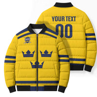 Custom Hockey 2026 Sweden Bomber Puffer Jacket Tre Kronor Go Champions - Wonder Print Shop