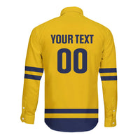 Custom Hockey 2026 Sweden Long Sleeve Button Shirt Tre Kronor Go Champions - Wonder Print Shop