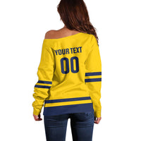Custom Hockey 2026 Sweden Off Shoulder Sweater Tre Kronor Go Champions - Wonder Print Shop