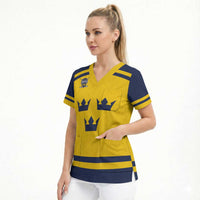 Custom Hockey 2026 Sweden Scrub Top Tre Kronor Go Champions - Wonder Print Shop