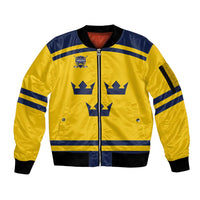 Custom Hockey 2026 Sweden Sleeve Zip Bomber Jacket Tre Kronor Go Champions - Wonder Print Shop