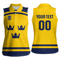 Custom Hockey 2026 Sweden Women Sleeveless Polo Shirt Tre Kronor Go Champions - Wonder Print Shop