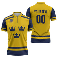 Custom Hockey 2026 Sweden Zipper Polo Shirt Tre Kronor Go Champions - Wonder Print Shop