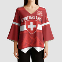 Custom Hockey 2026 Switzerland Kimono Sleeve Blouse Go Champions La Nati - Wonder Print Shop