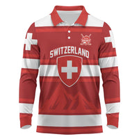 Custom Hockey 2026 Switzerland Long Sleeve Polo Shirt Go Champions La Nati - Wonder Print Shop