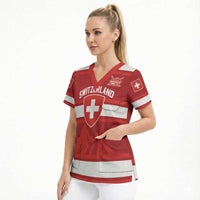 Custom Hockey 2026 Switzerland Scrub Top Go Champions La Nati - Wonder Print Shop