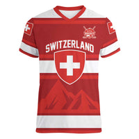 Custom Hockey 2026 Switzerland Women V-Neck T-Shirt Go Champions La Nati - Wonder Print Shop