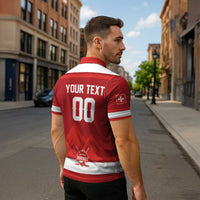 Custom Hockey 2026 Switzerland Zipper Polo Shirt Go Champions La Nati - Wonder Print Shop