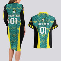 Custom Jamaica Football Couples Matching Long Sleeve Bodycon Dress and Hawaiian Shirt We Believe Reggae Boyz