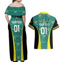 Custom Jamaica Football Couples Matching Off Shoulder Maxi Dress and Hawaiian Shirt We Believe Reggae Boyz