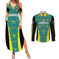 Custom Jamaica Football Couples Matching Summer Maxi Dress and Long Sleeve Button Shirt We Believe Reggae Boyz