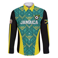 Custom Jamaica Football Family Matching Off The Shoulder Long Sleeve Dress and Hawaiian Shirt We Believe Reggae Boyz