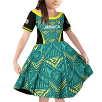 Custom Jamaica Football Family Matching Off Shoulder Short Dress and Hawaiian Shirt We Believe Reggae Boyz