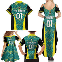 Custom Jamaica Football Family Matching Summer Maxi Dress and Hawaiian Shirt We Believe Reggae Boyz