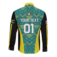 Custom Jamaica Football Long Sleeve Button Shirt We Believe Reggae Boyz