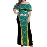 Custom Jamaica Football Off Shoulder Maxi Dress We Believe Reggae Boyz