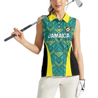 Custom Jamaica Football Women Sleeveless Polo Shirt We Believe Reggae Boyz