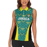 Custom Jamaica Football Women Sleeveless Polo Shirt We Believe Reggae Boyz