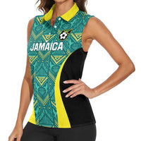 Custom Jamaica Football Women Sleeveless Polo Shirt We Believe Reggae Boyz