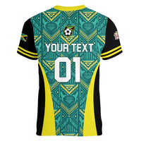Custom Jamaica Football Women V-Neck T-Shirt We Believe Reggae Boyz