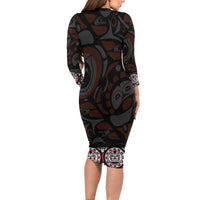 Canada Haida Totem Family Matching Long Sleeve Bodycon Dress and Hawaiian Shirt Haida Spirit