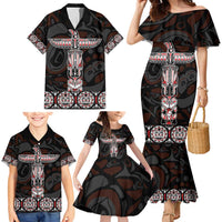 Canada Haida Totem Family Matching Mermaid Dress and Hawaiian Shirt Haida Spirit