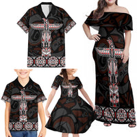 Canada Haida Totem Family Matching Off Shoulder Maxi Dress and Hawaiian Shirt Haida Spirit