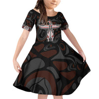 Canada Haida Totem Family Matching Off Shoulder Short Dress and Hawaiian Shirt Haida Spirit