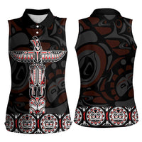 Canada Haida Totem Women Sleeveless Polo Shirt Haida Spirit