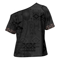 Native American Wolf Cross Shoulder Shirt Tribal Pattern