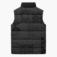 Native American Wolf Sleeveless Puffer Jacket Tribal Pattern
