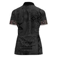 Native American Wolf Women Polo Shirt Tribal Pattern