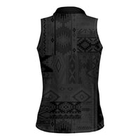 Native American Wolf Women Sleeveless Polo Shirt Tribal Pattern
