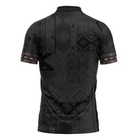 Native American Wolf Zipper Polo Shirt Tribal Pattern