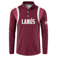 Custom Argentine Football Lanus Button Sweatshirt Granate Go Champions
